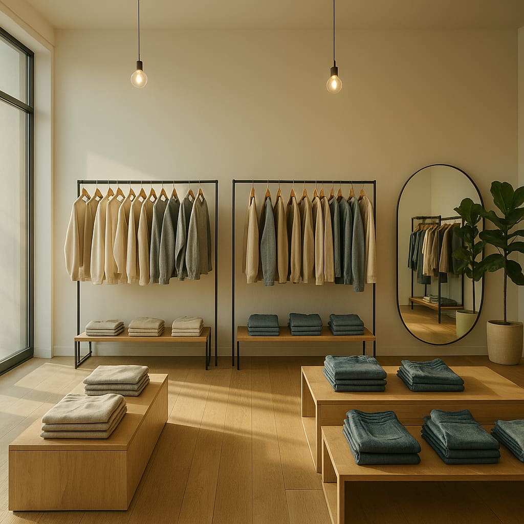 Modernes Boutique-Interieur mit Casual Wear